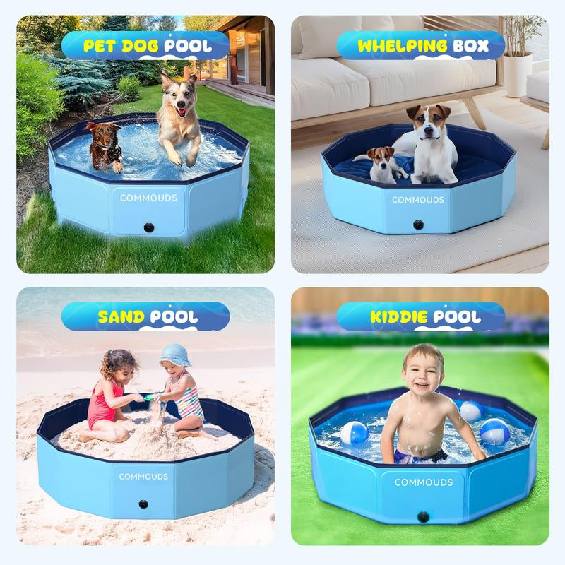 COMMOUDS Multi-Purpose Foldable Pool - Sturdy & Portable for Dogs, Kids, Backyard Play