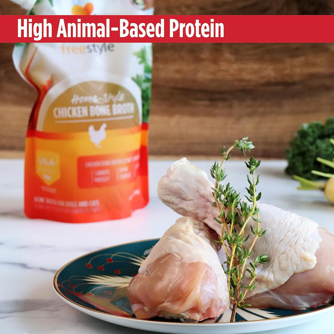 Freestyle Premium Bone Broth for Cats and Dogs - Boost Coat & Skin Quality with Collagen & Chondroitin Sulfate - 20 Fl Oz (Pack of 3)