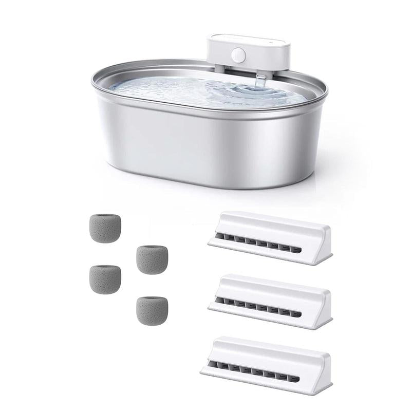 Uahpet Cordless Stainless Steel Cat Water Fountain - 67Oz/2L Easy-Clean Wireless Pet Water Dispenser