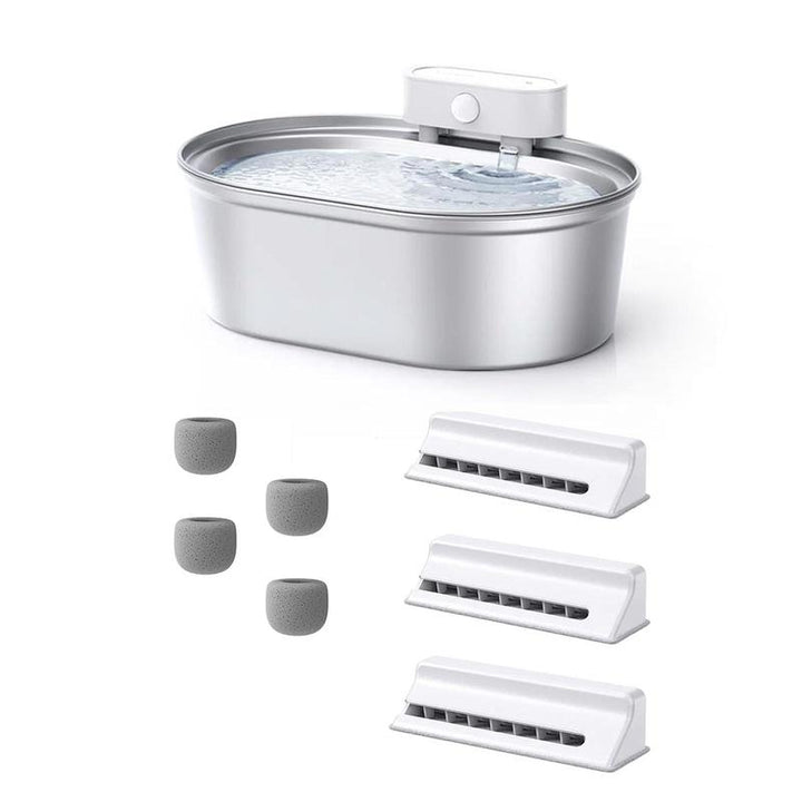 Uahpet Cordless Stainless Steel Cat Water Fountain - 67Oz/2L Easy-Clean Wireless Pet Water Dispenser