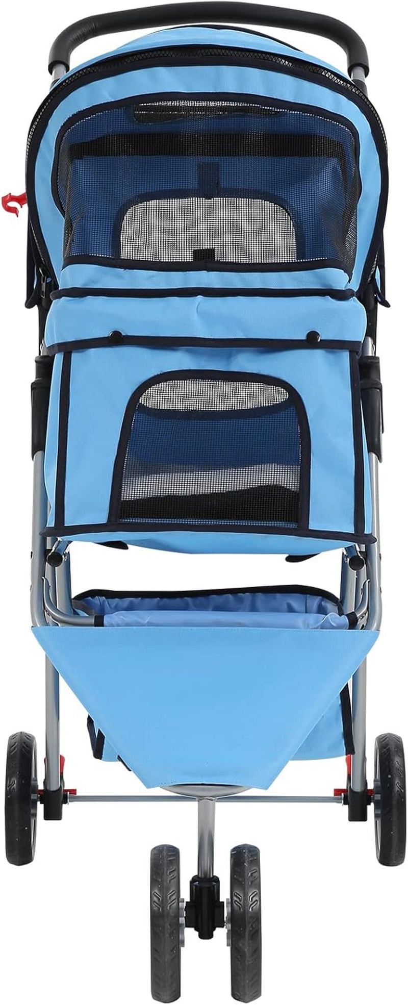 3-Wheel Pet Stroller for Dogs and Cats - Folding Travel Carriage with Cup Holder and Removable Pad