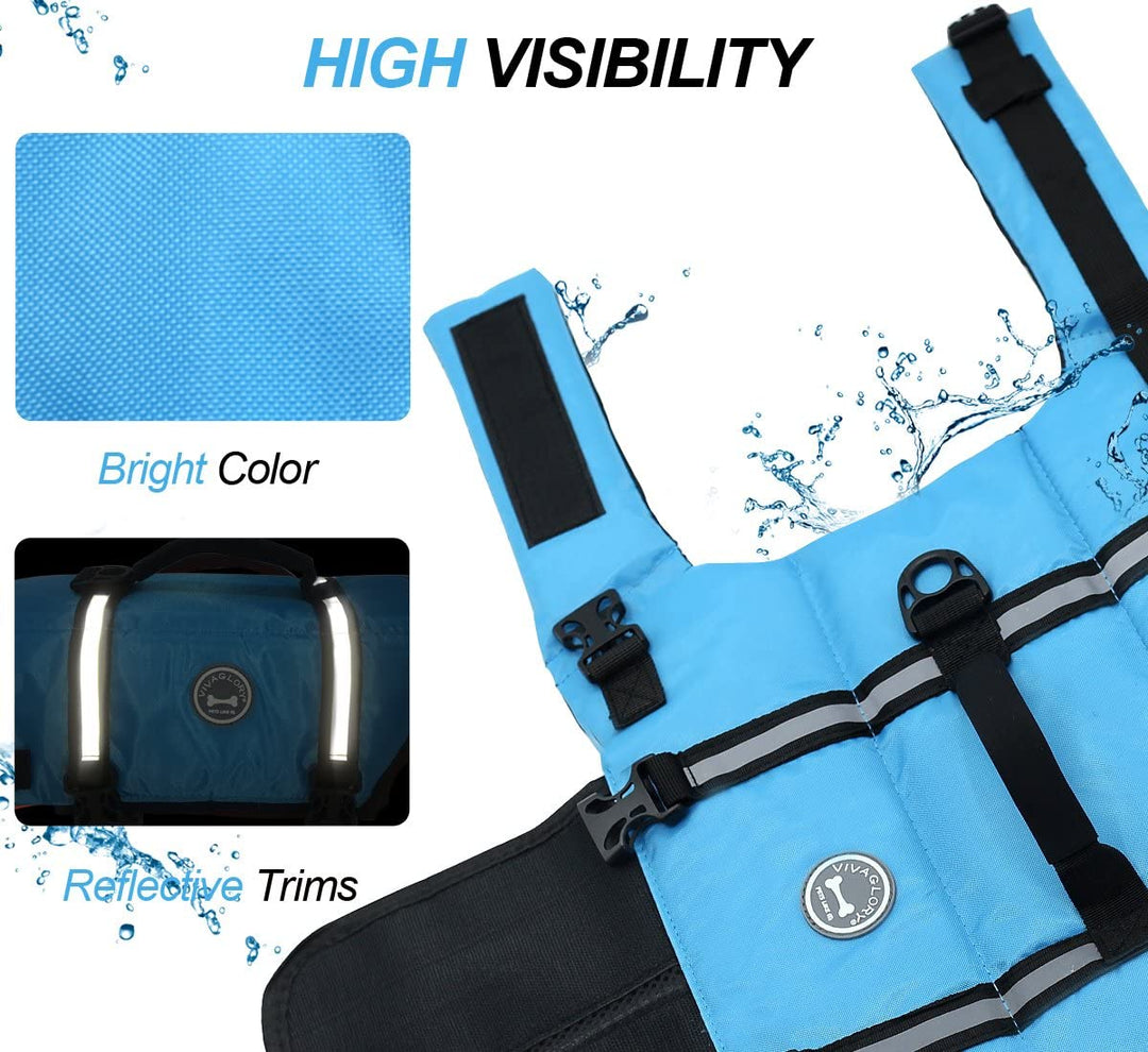 Premium Ripstop Dog Life Jacket - Ultimate Safety Vest for Small, Medium & Large Dogs - Perfect for Boating & Swimming - Enhanced Visibility & Buoyancy in Vibrant Blue