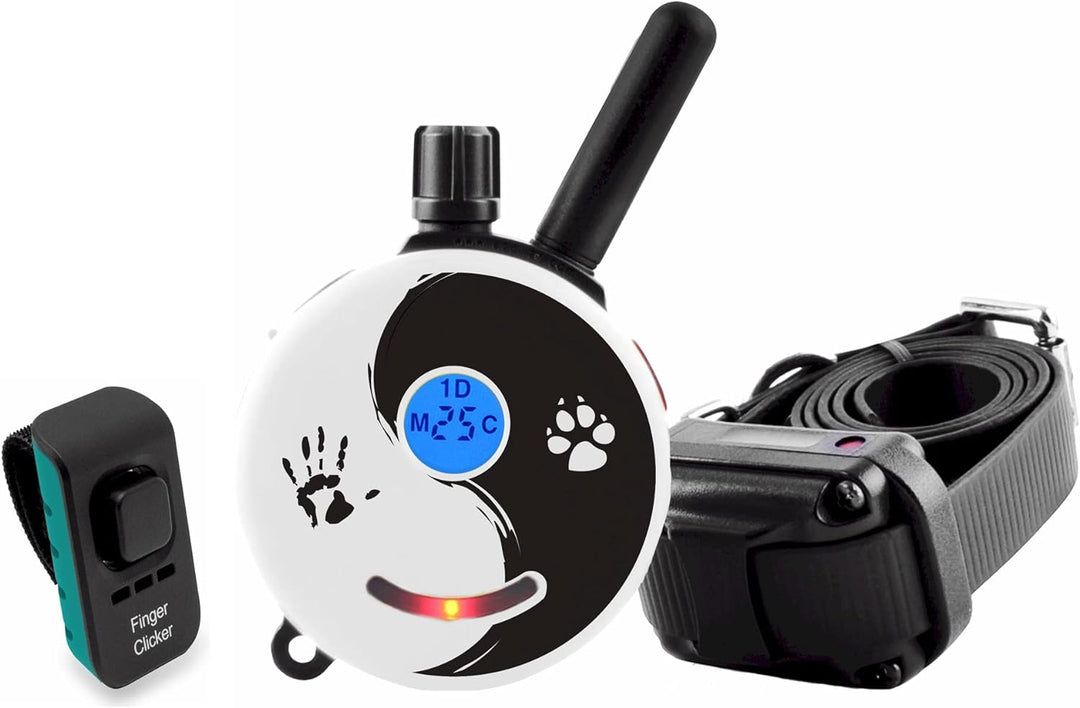 Humane E-Collar Dog Training System - Rechargeable Remote with Finger Clicker for Small to Medium Dogs, 100 Levels of Tapping Stimulation, Tone & Light, 1/2 Mile Range